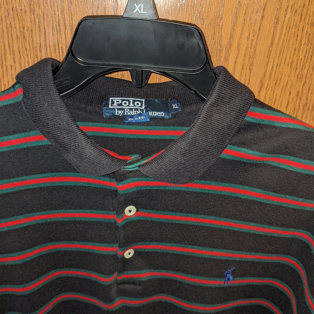 Vintage Ralph Lauren Polo Shirt red black striped